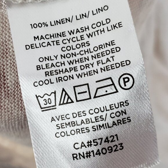 Lou & Grey 100% Linen Boxy Top Tee Light Beige Burnout Minimalist size L Neutral - Picture 8 of 11